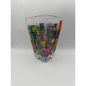 Vintage Colorful Abstract Building Art Vase